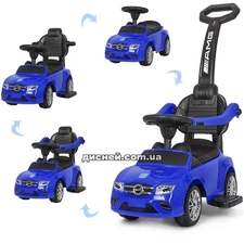 Детская каталка-толокар M 3902 L-4 Mercedes, кожаное сиденье, синяя